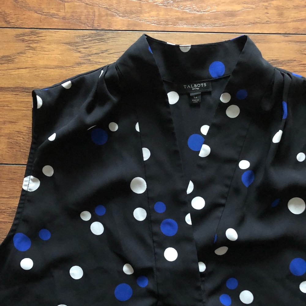 Talbots FAUX WRAP SHELL polka dots
